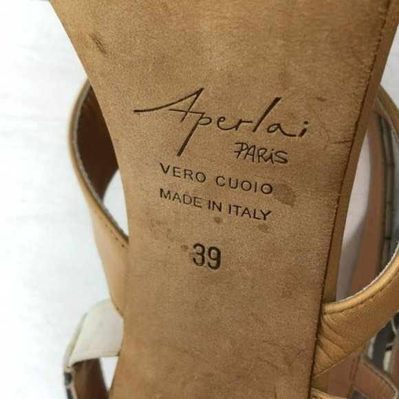 Aperlai Paris python suede nude tan sling back high heels 39 - Picture 4 of 7